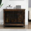 23.6"L x 20"W x 26"H Dog Crate Furniture with Cushion, Wooden Dog Crate Table, Double-Doors Dog Furniture, Dog Kennel Indoor for Small Dog, Dog House