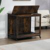 23.6"L x 20"W x 26"H Dog Crate Furniture with Cushion, Wooden Dog Crate Table, Double-Doors Dog Furniture, Dog Kennel Indoor for Small Dog, Dog House