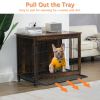 23.6"L x 20"W x 26"H Dog Crate Furniture with Cushion, Wooden Dog Crate Table, Double-Doors Dog Furniture, Dog Kennel Indoor for Small Dog, Dog House