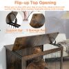 23.6"L x 20"W x 26"H Dog Crate Furniture with Cushion, Wooden Dog Crate Table, Double-Doors Dog Furniture, Dog Kennel Indoor for Small Dog, Dog House