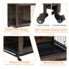 23.6"L x 20"W x 26"H Dog Crate Furniture with Cushion, Wooden Dog Crate Table, Double-Doors Dog Furniture, Dog Kennel Indoor for Small Dog, Dog House