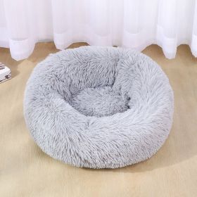 Dog Bed Super Soft Washable Long Plush Pet Kennel Deep Sleep Dog House Velvet Mats Sofa For Dog Basket Pet Cat Bed (Option: Light Gray-70cm)