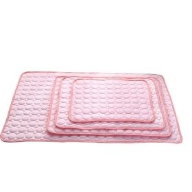 Pet Dog Cat Ice Silk Cold Nest Pad For Cooling In Summer (Option: Pink-50x40cm)