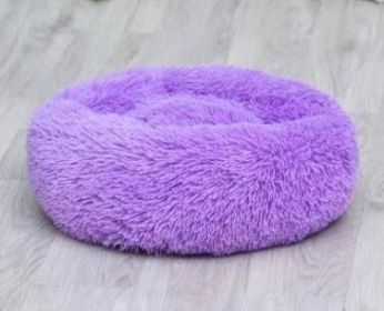 Dog Beds For Small Dogs Round Plush Cat Litter Kennel Pet Nest Mat Puppy Beds (Option: Purple-60cm)