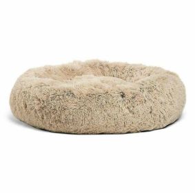 Dog Beds For Small Dogs Round Plush Cat Litter Kennel Pet Nest Mat Puppy Beds (Option: Light coffee-80cm)