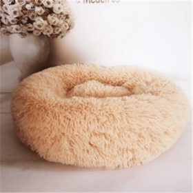 Round Long Hairy Autumn And Winter Nest Pad Cat Mattress (Option: Apricot-110cm)