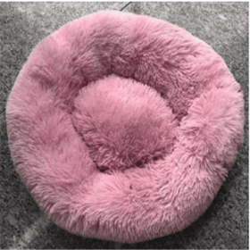 Round Long Hairy Autumn And Winter Nest Pad Cat Mattress (Option: Rice pink-70cm)