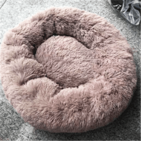 Round Long Hairy Autumn And Winter Nest Pad Cat Mattress (Option: Beige brown-120cm)