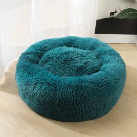 Dog Beds For Small Dogs Round Plush Cat Litter Kennel Pet Nest Mat Puppy Beds (Option: Green-60cm)