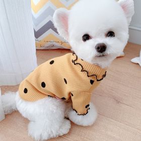 Dot turtleneck dog bottoming shirt (Option: Yellow-XXS)