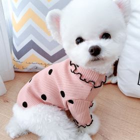 Dot turtleneck dog bottoming shirt (Option: Pink-XL)