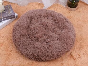 Dog Beds For Small Dogs Round Plush Cat Litter Kennel Pet Nest Mat Puppy Beds (Option: Light brow-100cm)