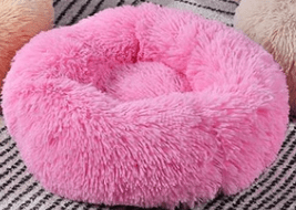 Dog Beds For Small Dogs Round Plush Cat Litter Kennel Pet Nest Mat Puppy Beds (Option: Deep pink-80cm)