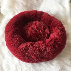 Dog Beds For Small Dogs Round Plush Cat Litter Kennel Pet Nest Mat Puppy Beds (Option: Good Red-60cm)