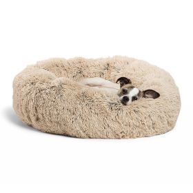 Dog Beds For Small Dogs Round Plush Cat Litter Kennel Pet Nest Mat Puppy Beds (Option: Good Beige-50cm)