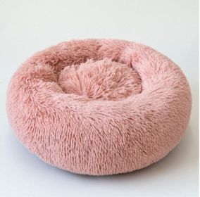 Dog Beds For Small Dogs Round Plush Cat Litter Kennel Pet Nest Mat Puppy Beds (Option: Good Pink-60cm)