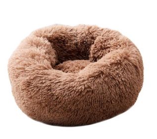 Dog Beds For Small Dogs Round Plush Cat Litter Kennel Pet Nest Mat Puppy Beds (Option: Good Coffee-100cm)