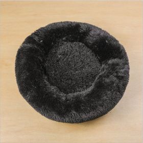 Dog Beds For Small Dogs Round Plush Cat Litter Kennel Pet Nest Mat Puppy Beds (Option: Black-120cm)