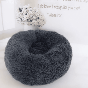 Round Long Hairy Autumn And Winter Nest Pad Cat Mattress (Option: Grey-100cm)