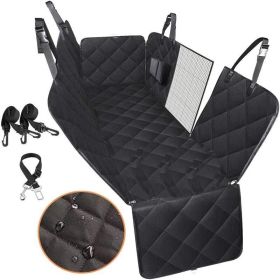 Dog Car Seat Cover View Mesh Pet Carrier Hammock Safety Protector Car Rear Back Seat Mat With Zipper And Pocket For Travel (Option: Black belt mesh)