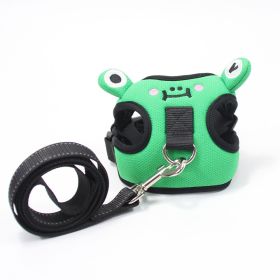 dog harness set; with leas frog leash pet mesh breathable small dog chest back retractable dog leash pet harness (colour: Calf+traction rope, Specification (L * W): XS)