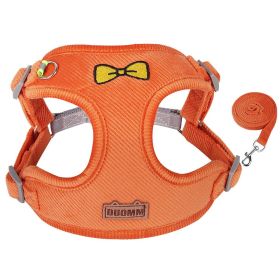 dog Harnesses and dog leash set; Pet Traction Rope Vest Pet Chest Strap Small and Medium Dog Strap Reflective Dog Walking Rope Wholesale (colour: orange, Specification (L * W): S)