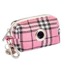 Waste Bag Holder -Beige Plaid (Color: Pink Plaid)