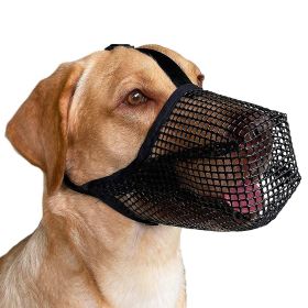 Pet Muzzle Mask Soft Mesh Muzzle Adjustable Dog Mouth Cover with Breathable Mesh Adjustable Neck Forehead Strap (Color: Black, size: S)